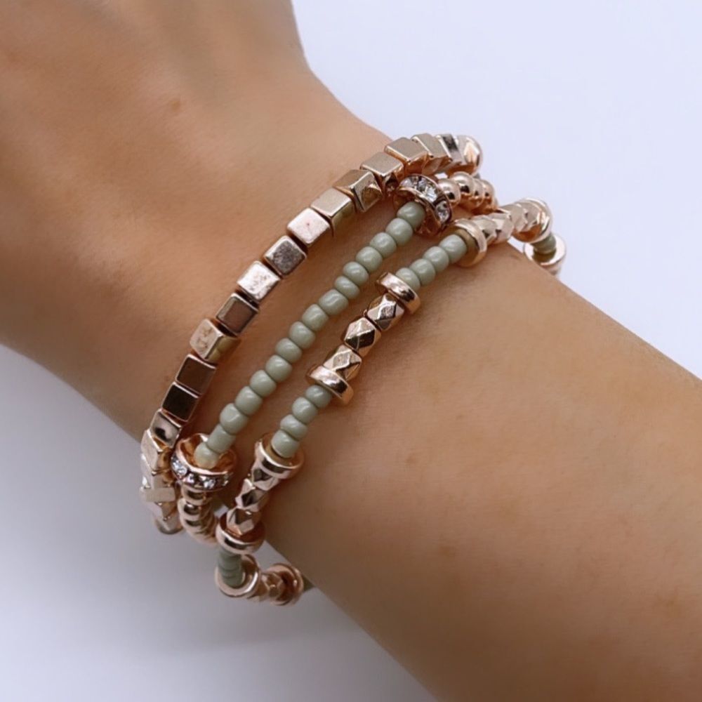 Wool  Pepper Co Rose Gold Slate Bracelet Stack